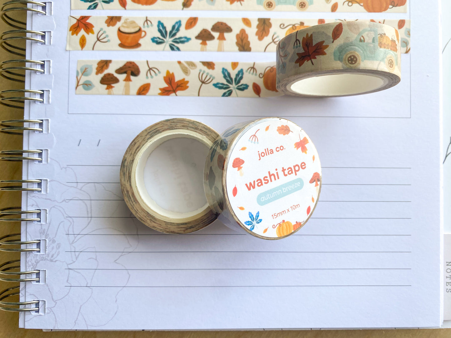 Autumn Breeze Neutral B-Grade Washi Tape | For Planners, Bullet Journals, and Crafts