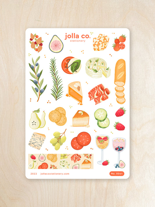 Charcuterie Board Sticker Sheet | For Bullet Journals, Planners, & Crafts