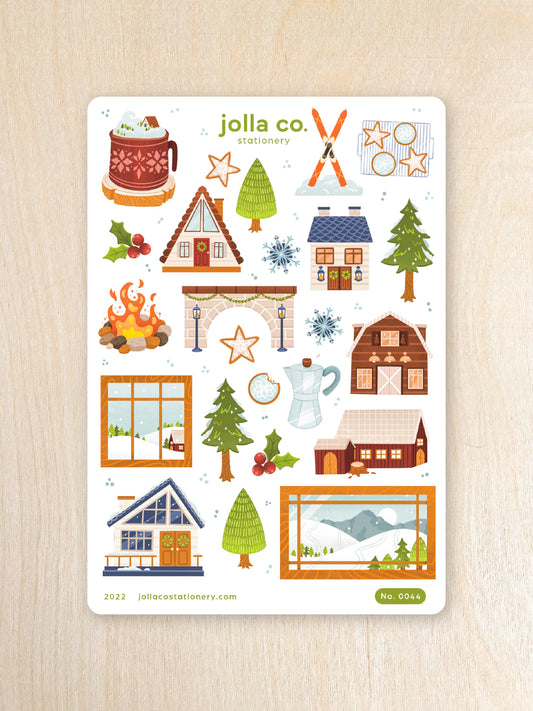 Winter Cabin Sticker Sheet | For Bullet Journals, Planners, & Crafts