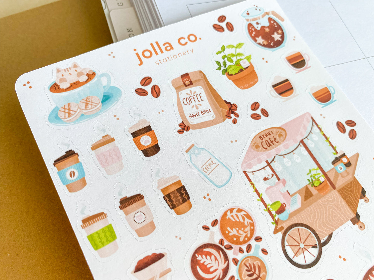 Cafe Coffee Stand Sticker Sheet | For Bullet Journals, Planners, & Crafts