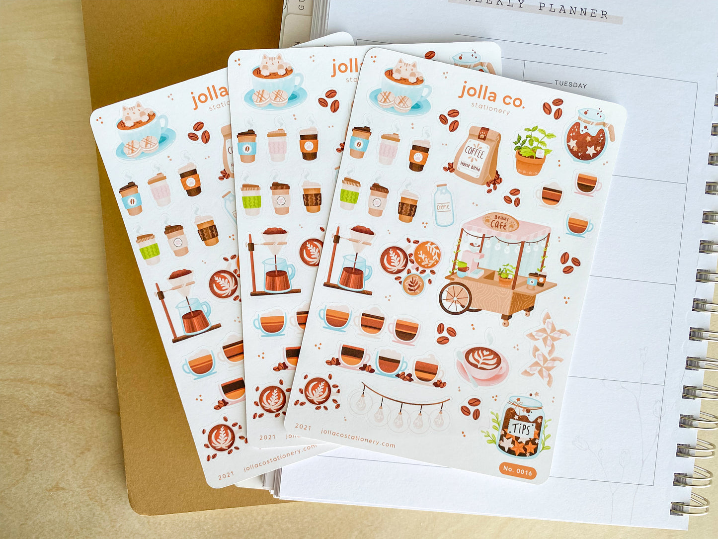 Cafe Coffee Stand Sticker Sheet | For Bullet Journals, Planners, & Crafts