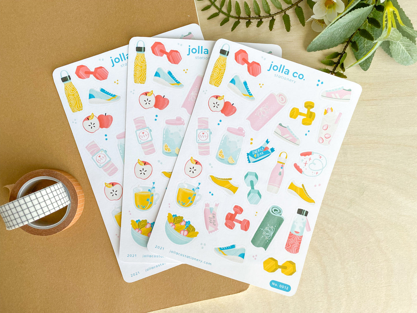 Fitness Self Care Sticker Sheet | For Bullet Journals, Planners, & Crafts