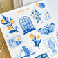 Blue Floral Sticker Sheet | For Bullet Journals, Planners, & Crafts