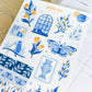 Blue Floral Sticker Sheet | For Bullet Journals, Planners, & Crafts